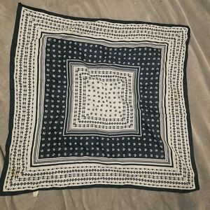 Blue Printed Scarf Made In Italy Polyester Square Scarf